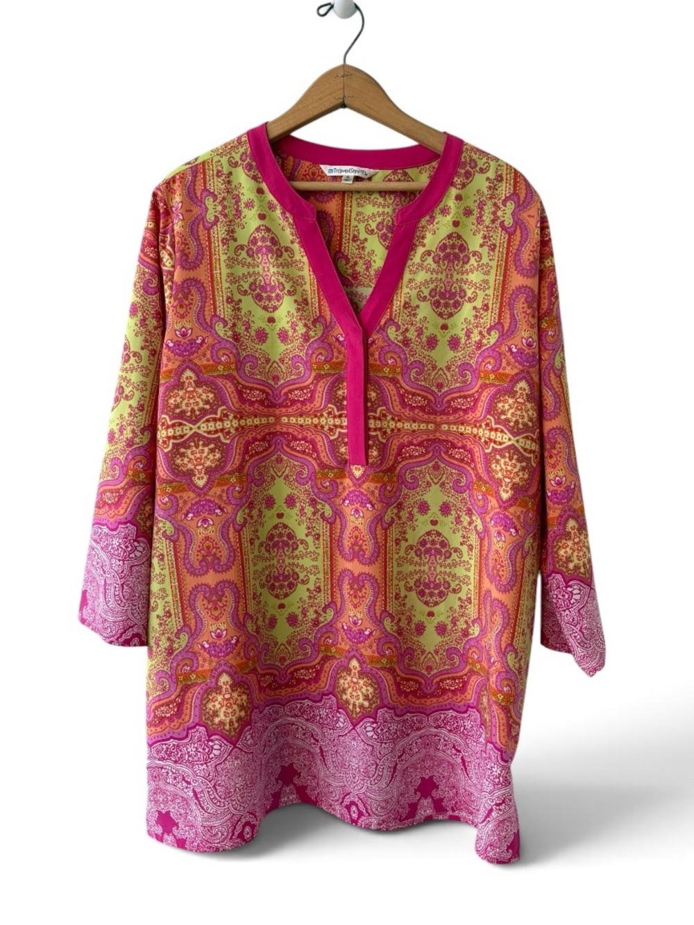 TravelSmith Paisley Tunic Top 3/4 Sleeve XL